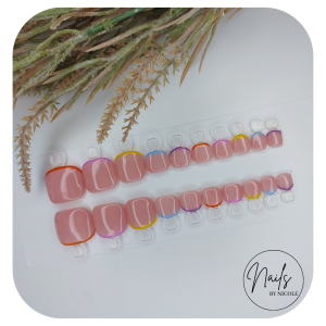 Luxury Press On Nails – Toes Colourful Tips Set – 20 Piece