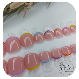 Luxury Press On Nails – Toes Colourful Tips Set – 20 Piece