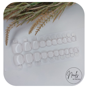 Luxury Press On Nails – Toes Plain White Set – 20 Piece