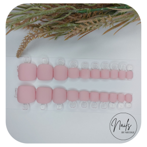 Luxury Press On Nails – Toes Matte Light Pink Set – 20 Piece