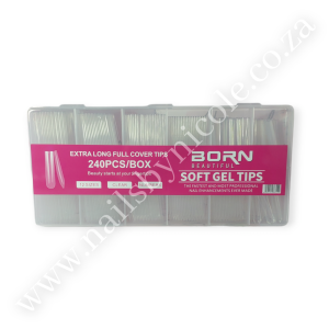 Born Beautiful – Extra Long Full Cover Soft Gel Tips – Square 240pcs