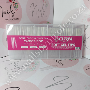 Born Beautiful – Extra Long Full Cover Soft Gel Tips – Square 240pcs