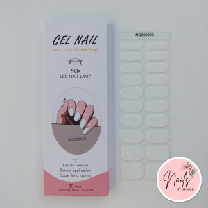 UV/LED Semi Cured Gel Nail Wraps – Pure White – NG200003