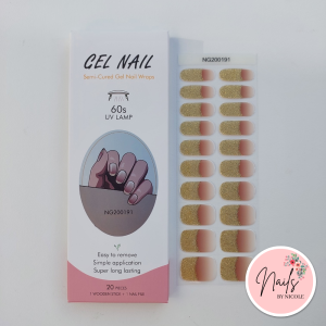 UV/LED Semi Cured Gel Nail Wraps – Gold Glitter Tips – NG200191