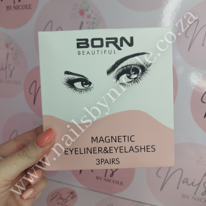 Born Beautiful – 3 Pair Reusable Magnetic Eyelashes with Applicator & Liner