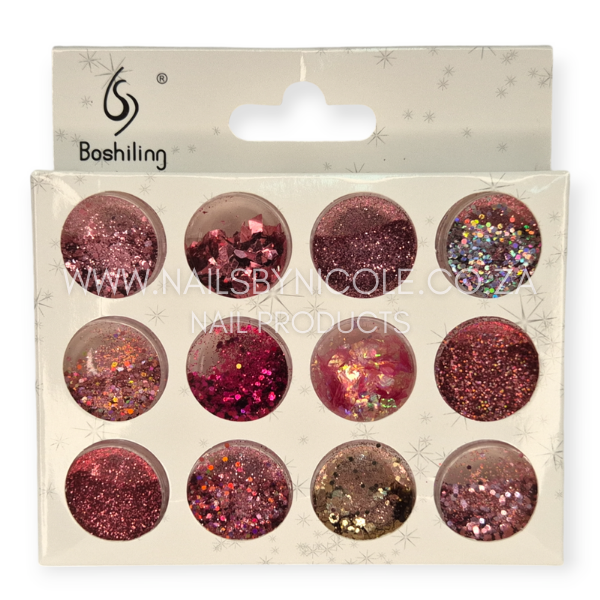 Nail Decor – Rose Gold Glitter Set 12pc