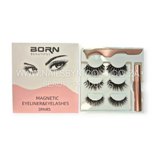 Born Beautiful – 3 Pair Reusable Magnetic Eyelashes