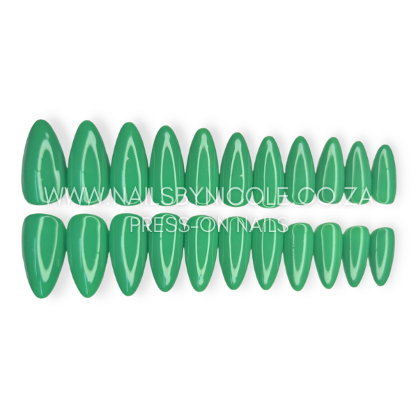 Luxury Press On Nails Set 20pc – Medium Almond – Tropical Green