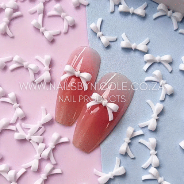 Nail Decoration – 3D Mini White Bows – 10pcs